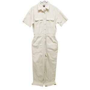 Universal Thread Womens Beige Utility Jumpsuit Overalls Short Sleeves  Size 8